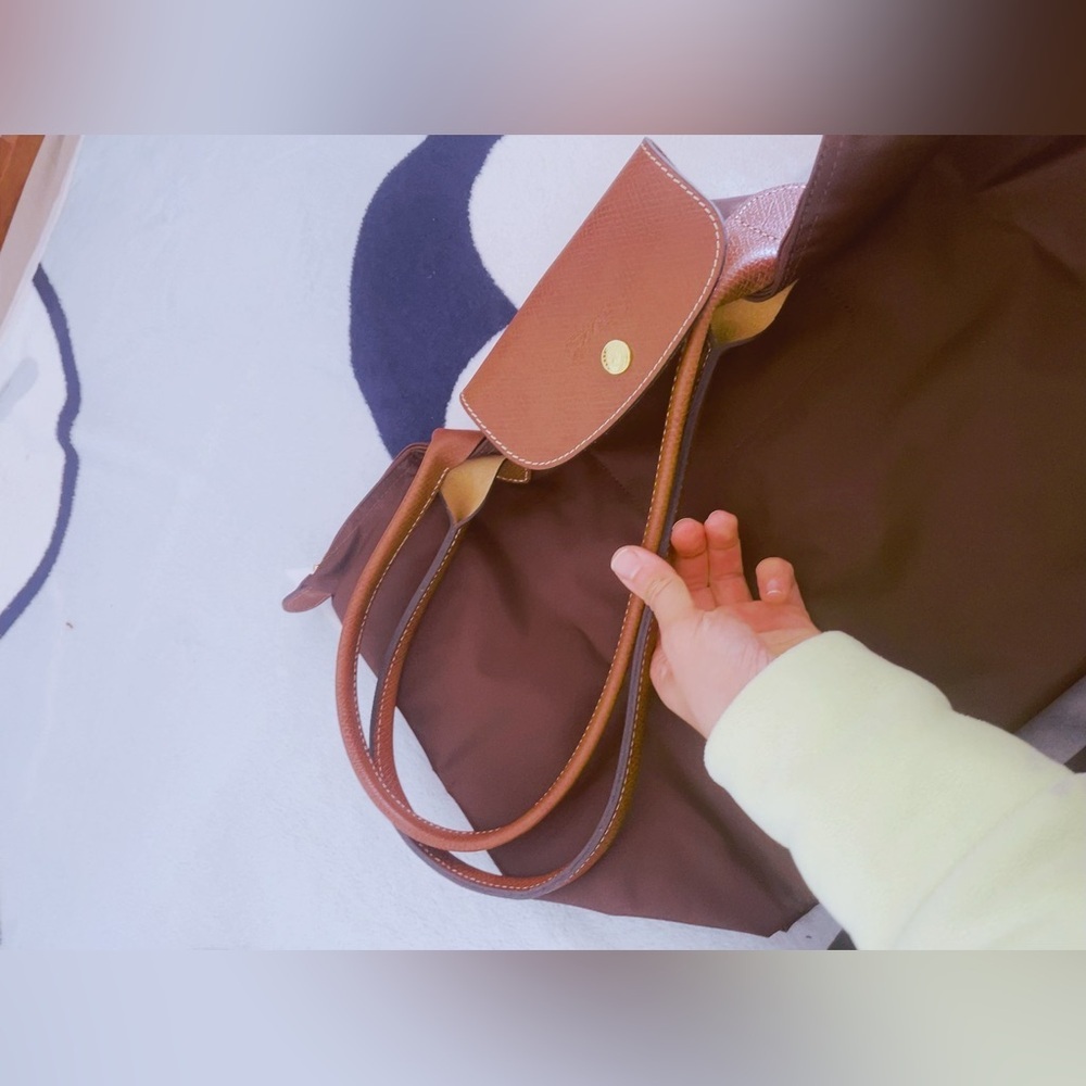 Longchamp Le Pliage folding tote bag medium size Ebony brown color - Picture 7 of 13